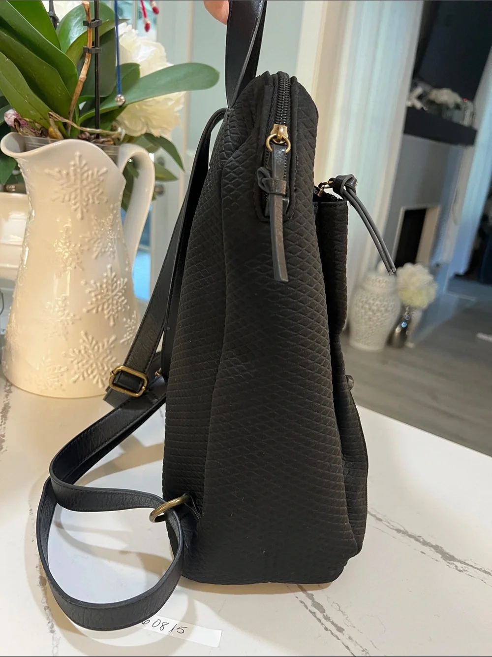 The Sak Olvera City Black Textured Quilted Backpack